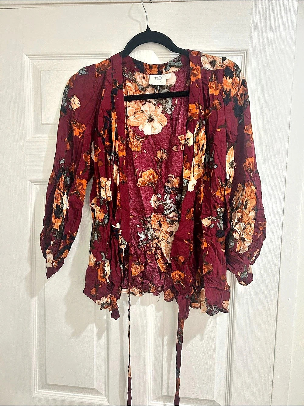 HD in Paris Gail Wrap Blouse Floral Blouse Red & Orange - U.S. Size 6. EU Size 3